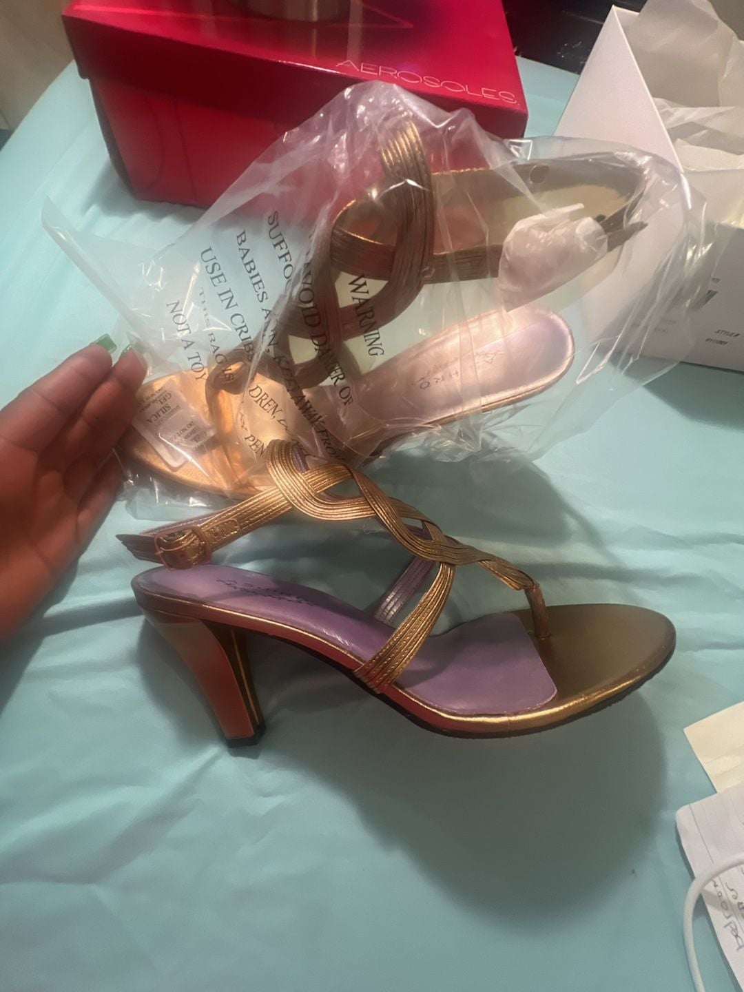 ASHRO Babylon 170 Bronze Metallic Strappy Sandals 6