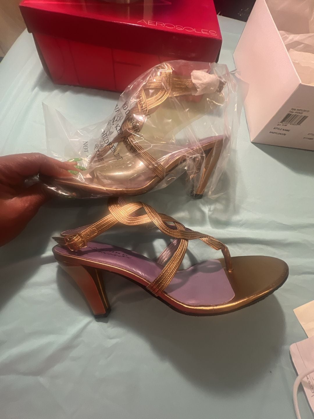 ASHRO Babylon 170 Bronze Metallic Strappy Sandals 7