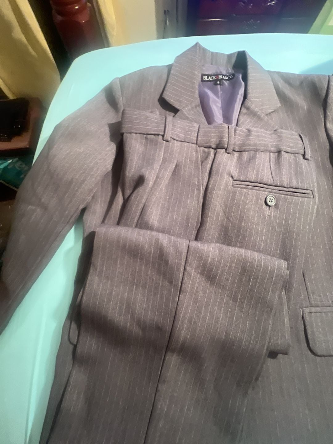 Black N Bianco Boys Gray Pinstripe 3 piece Suit Set Size 8 holidays  2