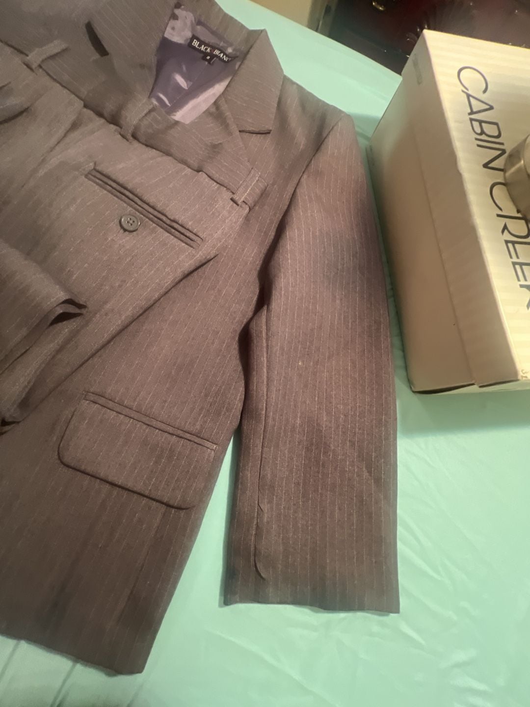 Black N Bianco Boys Gray Pinstripe 3 piece Suit Set Size 8 holidays  3