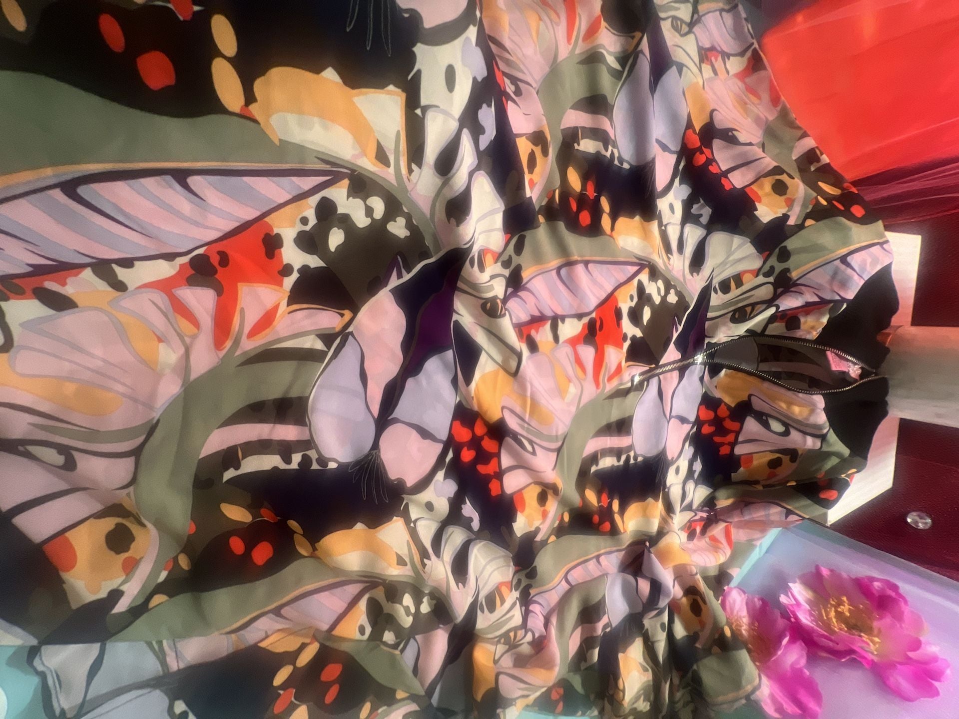 Forever 21 Plus Multi-Colored Floral Abstract Print Zip-Up swim wear 4