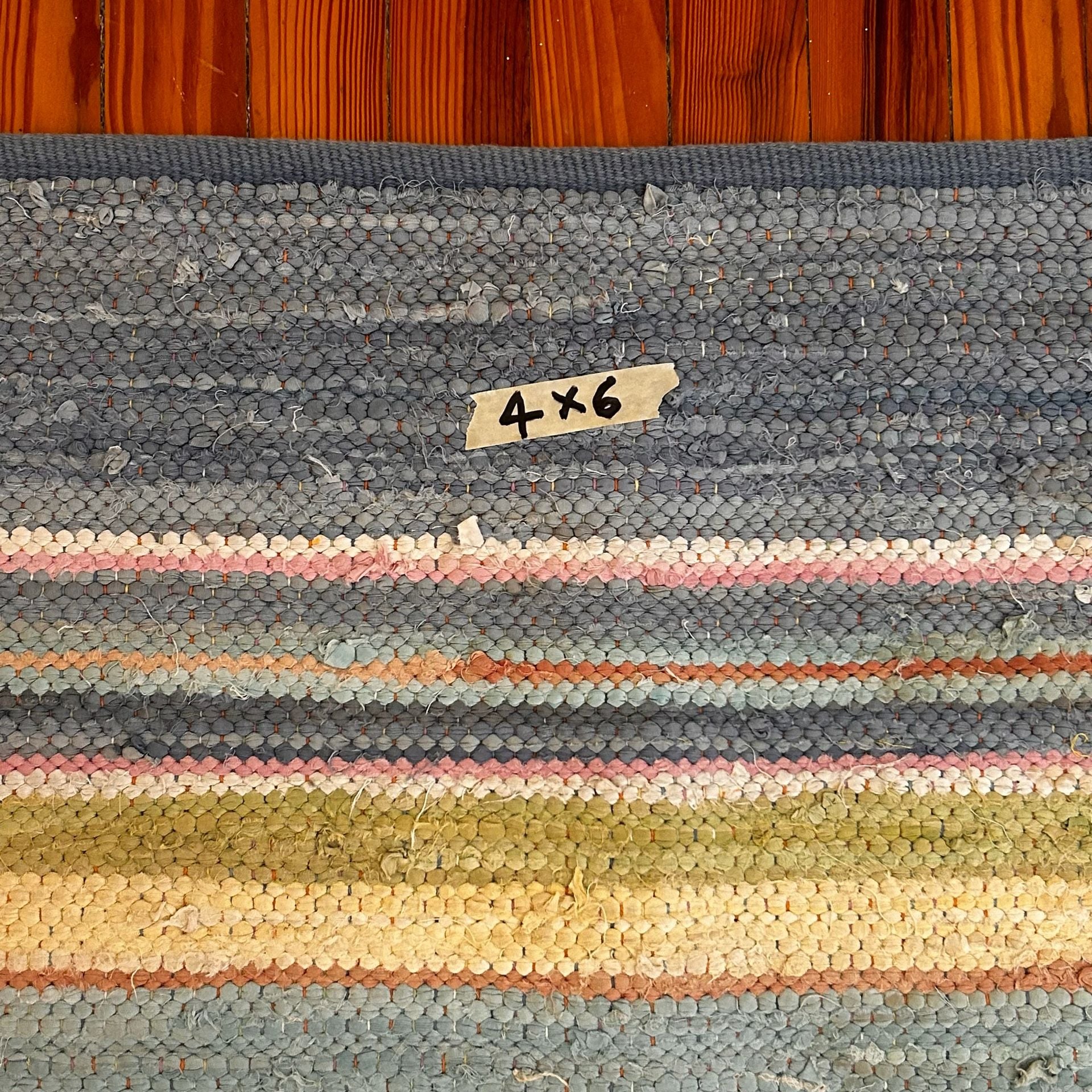 Multicolor Striped Handwoven Cotton Rag Area Rug 4x6 1
