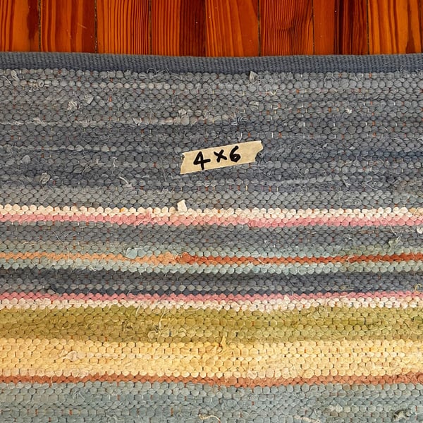 Multicolor Striped Handwoven Cotton Rag Area Rug 4x6