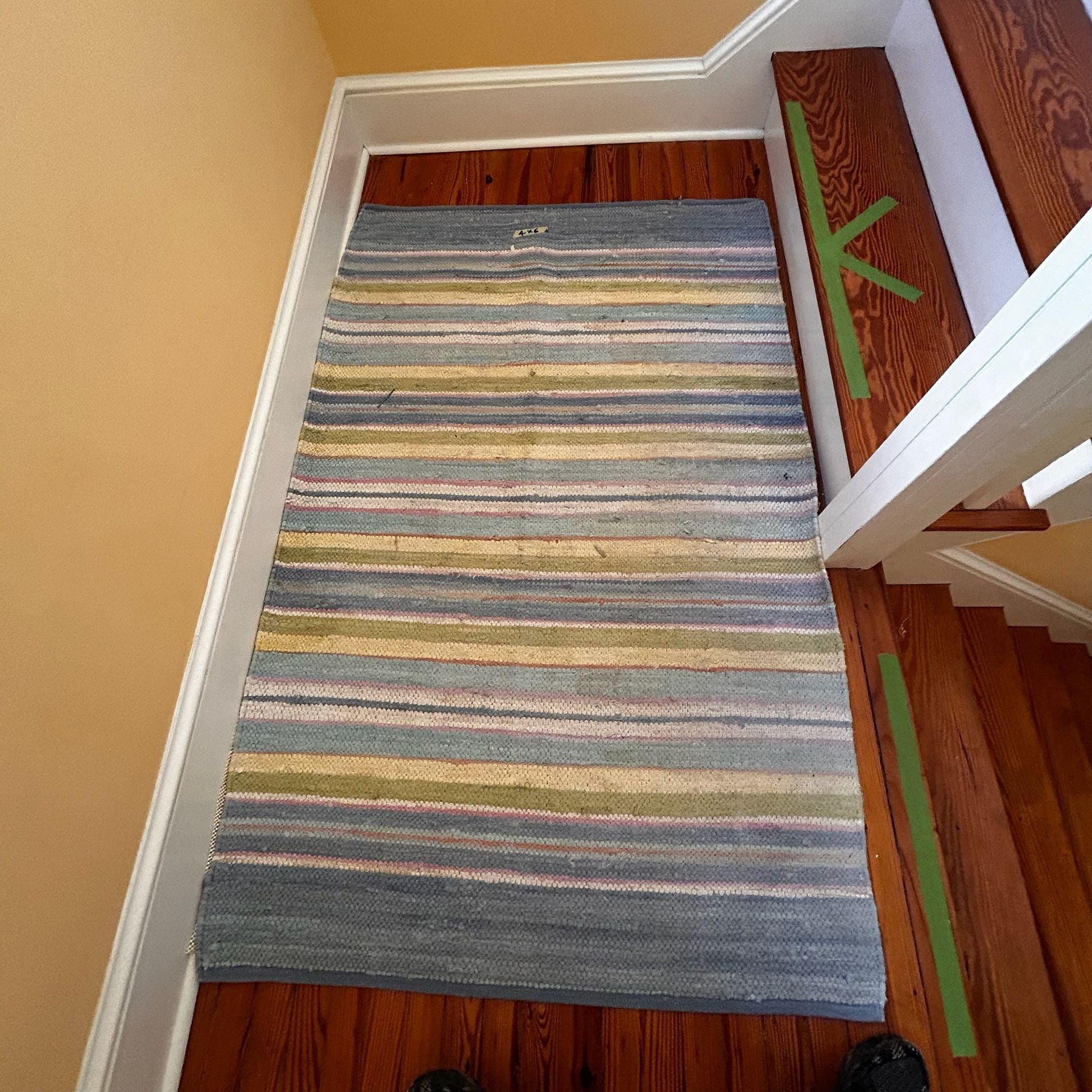 Multicolor Striped Handwoven Cotton Rag Area Rug 4x6 3