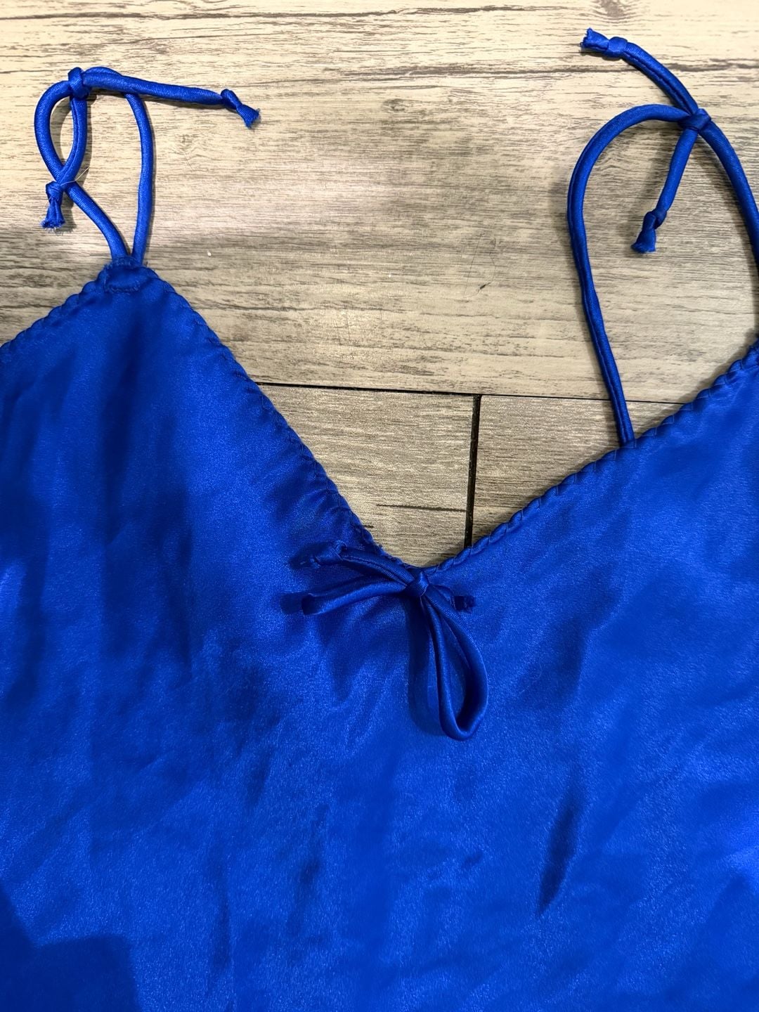 Vintage Avon Fashions Blue Satin Camisole and Shorts Lingerie Pajama Set 3