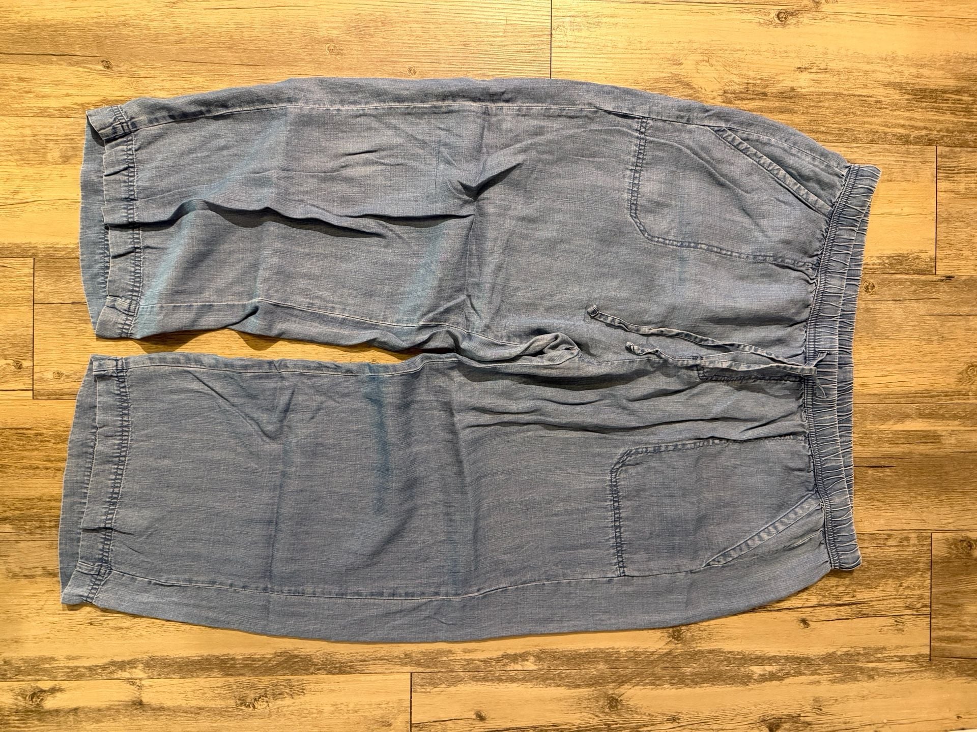 Splendid Women's Pull-On Chambray Elastic Waist Wide-Leg Crop Pants 1