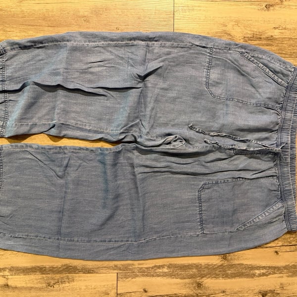 Splendid Women's Pull-On Chambray Elastic Waist Wide-Leg Crop Pants