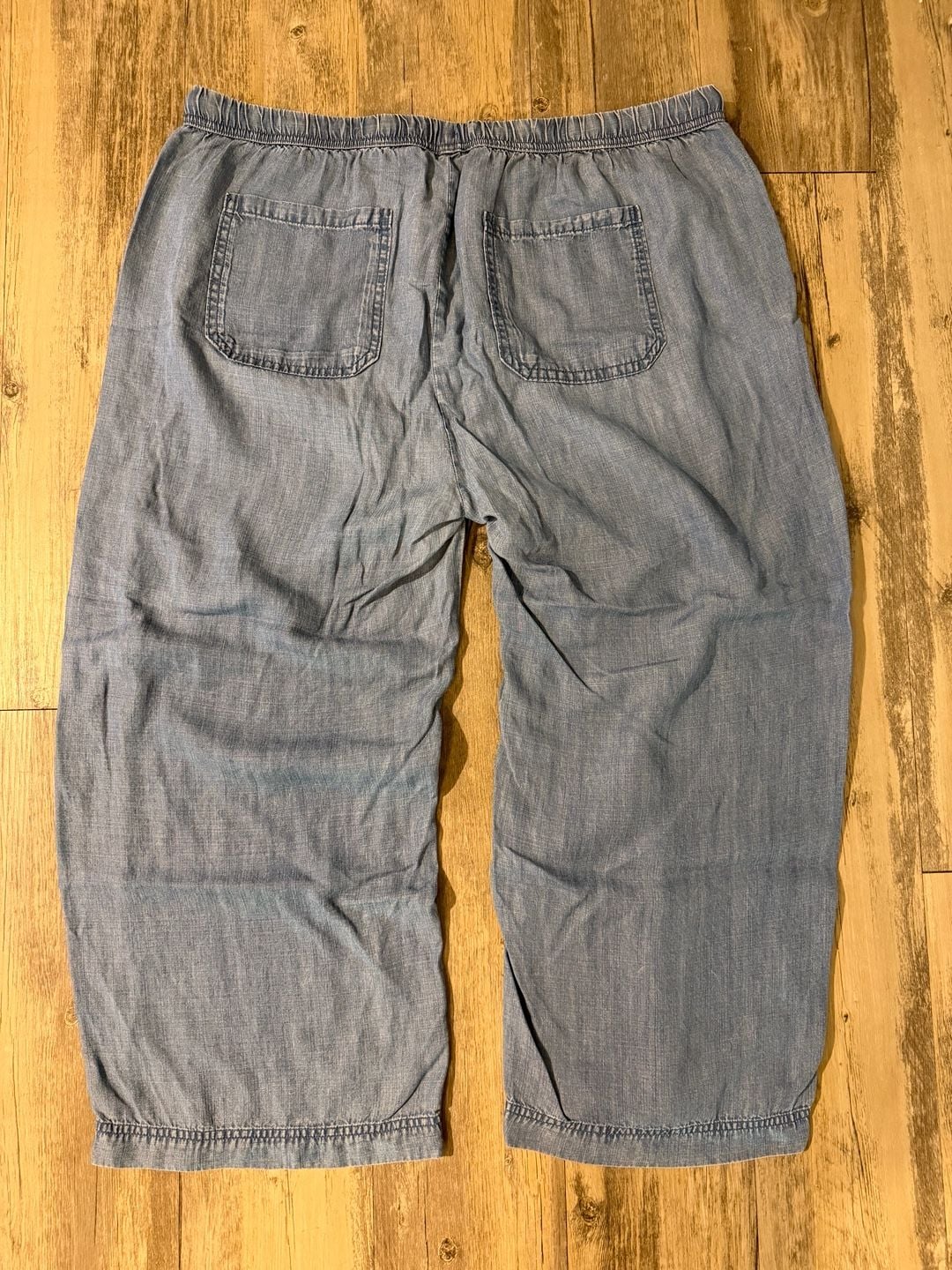 Splendid Women's Pull-On Chambray Elastic Waist Wide-Leg Crop Pants 3