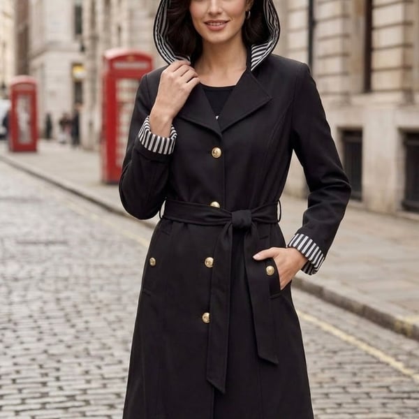 Dennis by Dennis Basso Water Resistant Belted Trench Coat with Hood