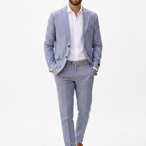 Rizzoli Uomo Rome 2-Piece Suit Set in 100% Irish Linen with Stretch Armhole 