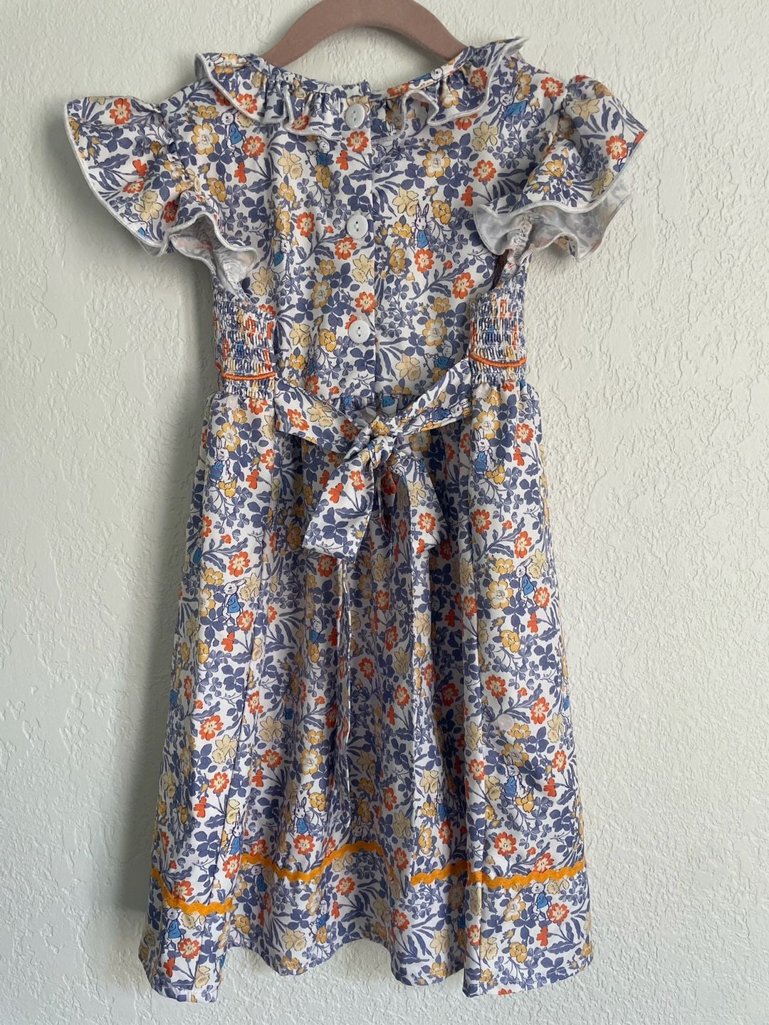 Marie Nicole Clothing Peter Rabbit Floral Smocked Ruffle Dress XL 8