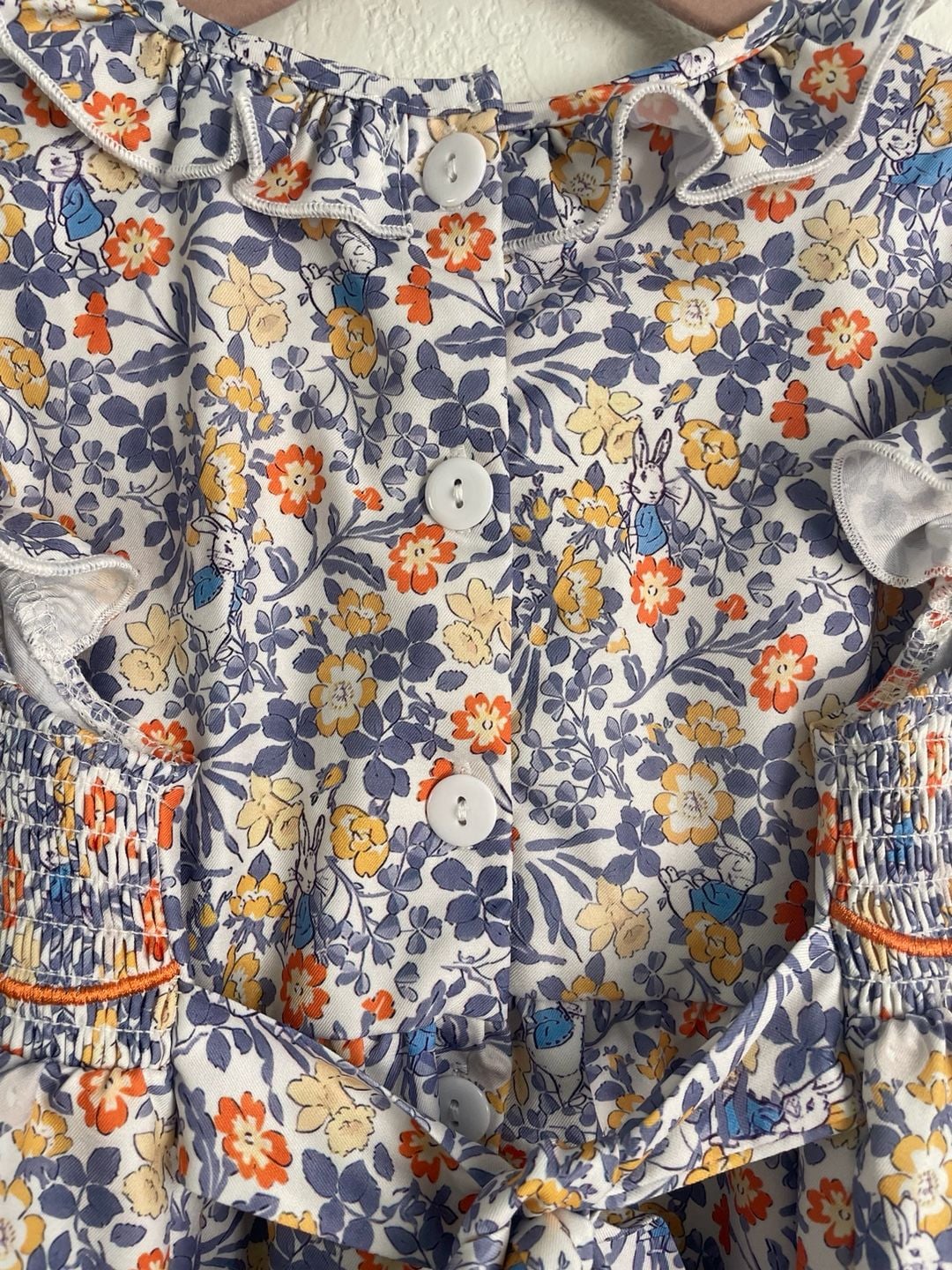 Marie Nicole Clothing Peter Rabbit Floral Smocked Ruffle Dress XL 9