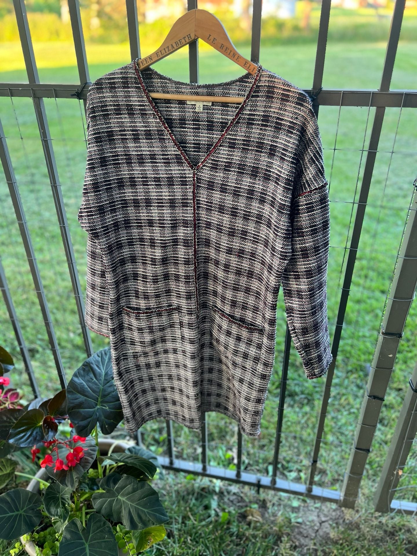 Max Studio V-Neck Tweed Longline Tunic Dress with Pockets 2