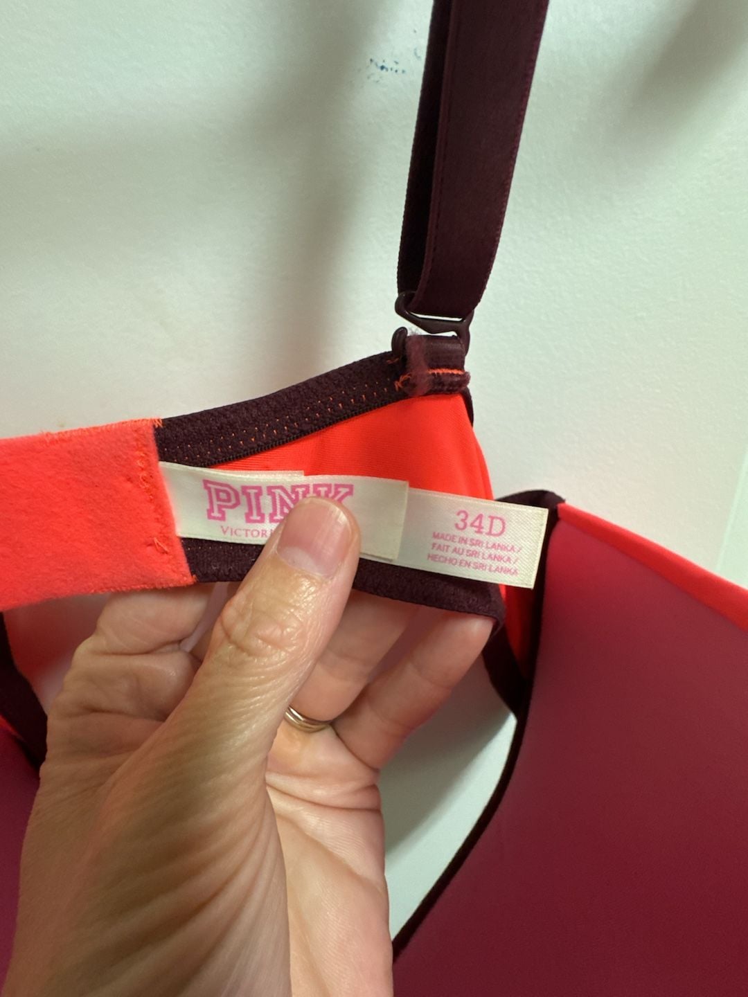 Victoria's Secret PINK Push-Up Bra Size 34D Red and Maroon 1