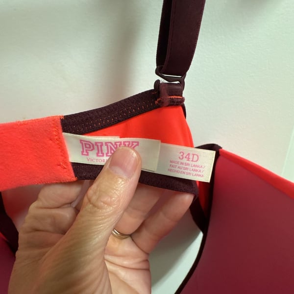 Victoria's Secret PINK Push-Up Bra Size 34D Red and Maroon