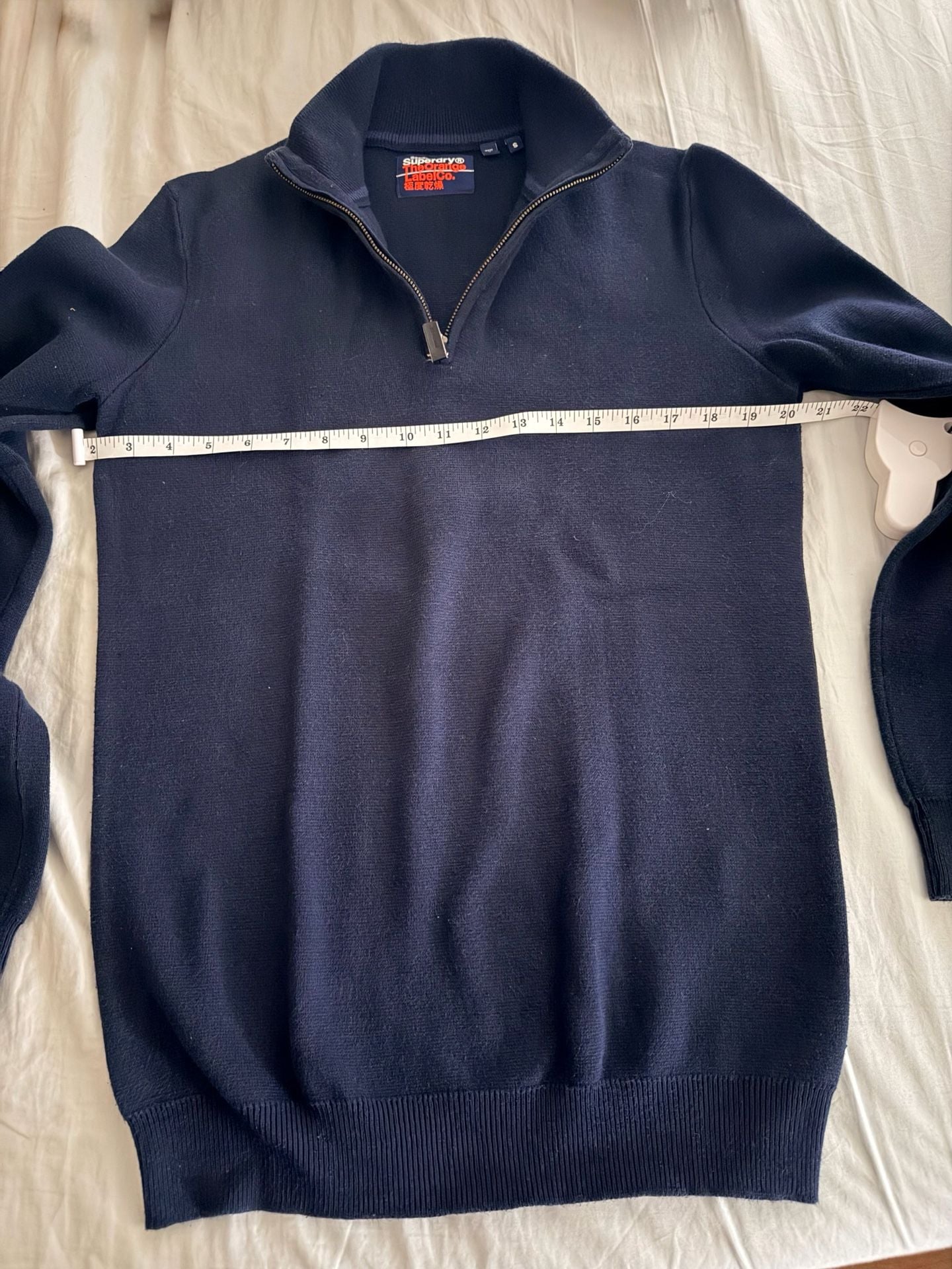 Superdry Orange Label Cotton Quarter-Zip Sweater Navy Blue 4