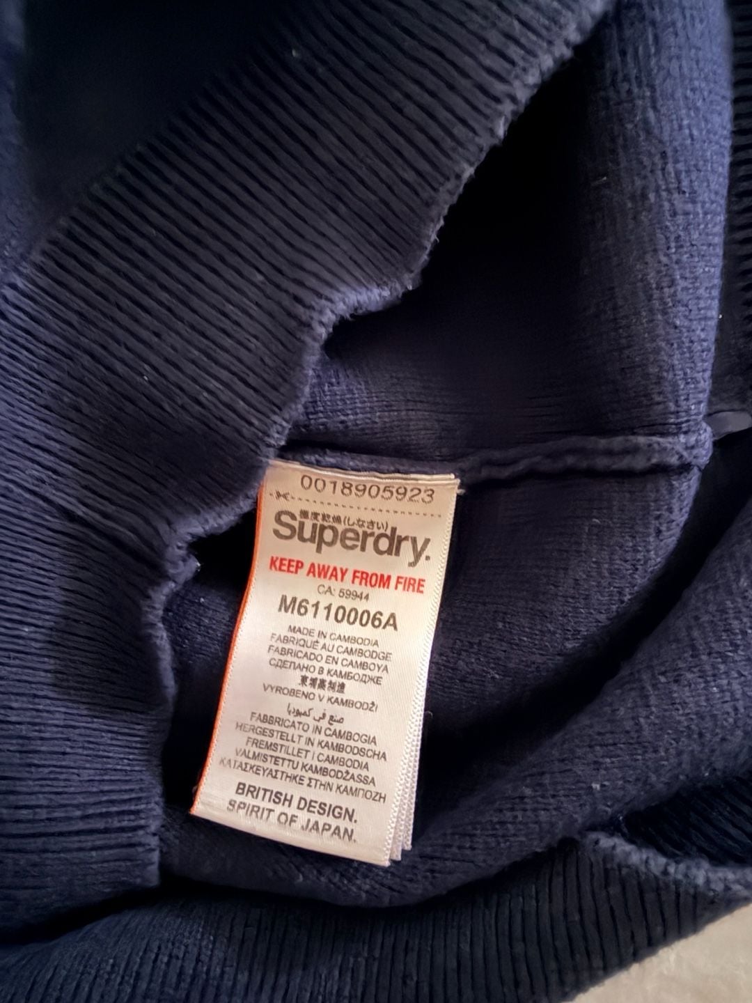 Superdry Orange Label Cotton Quarter-Zip Sweater Navy Blue 6