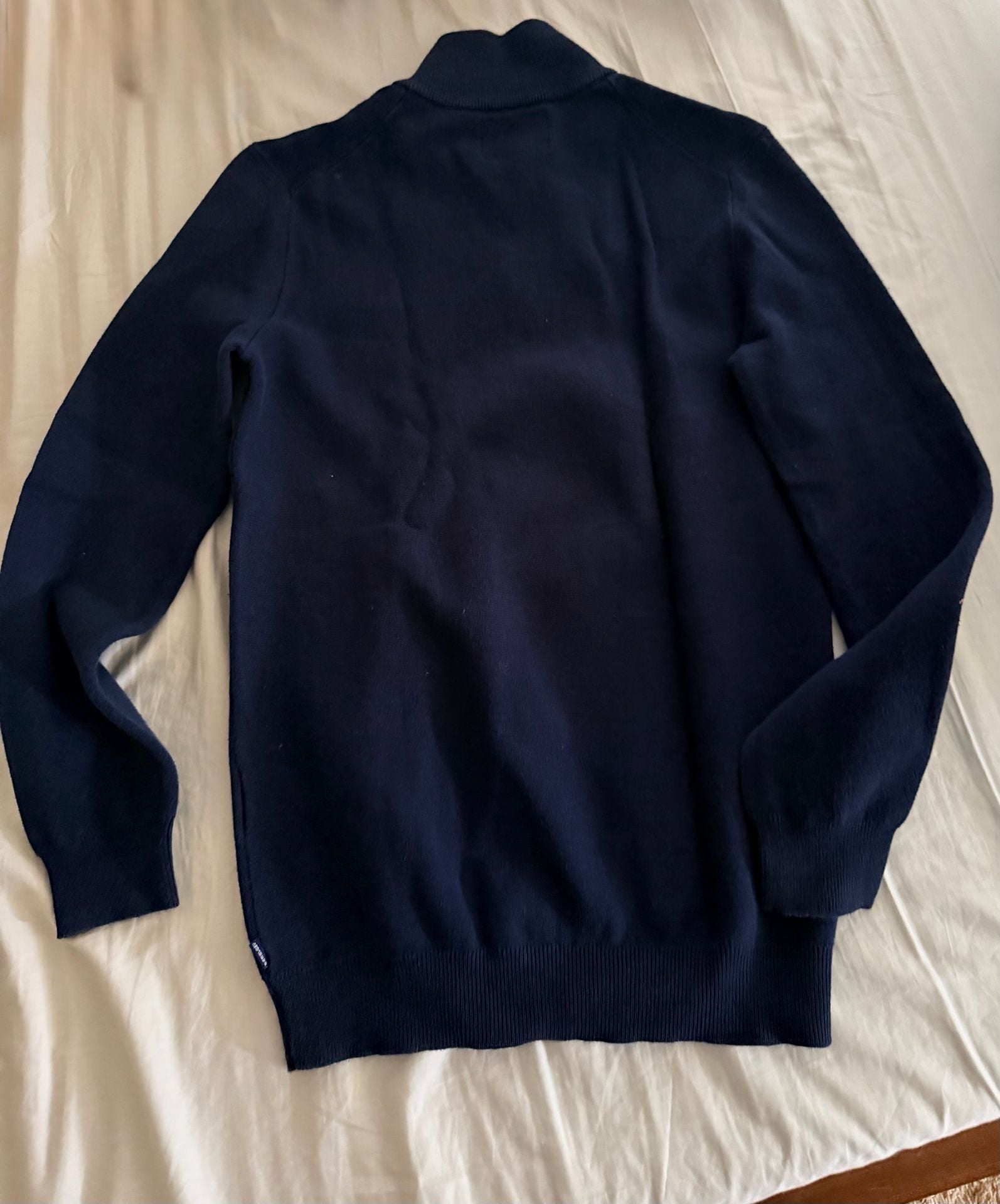 Superdry Orange Label Cotton Quarter-Zip Sweater Navy Blue 10