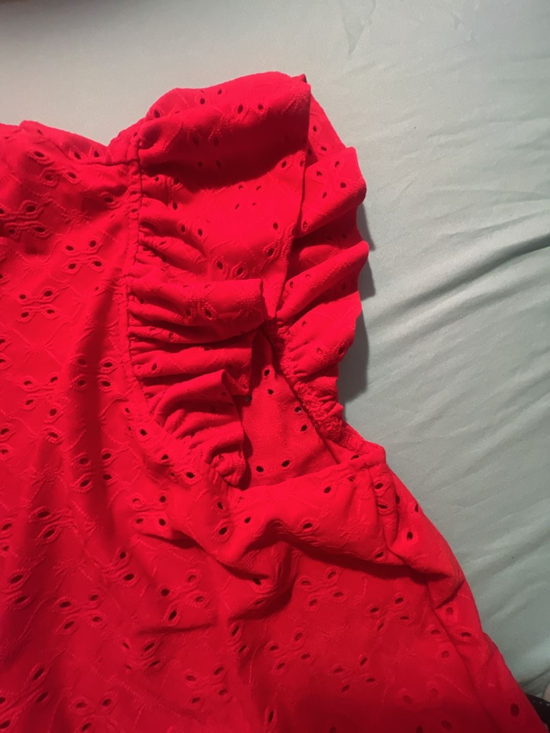 Emery Rose Red Eyelet Ruffle Sleeve Top 4