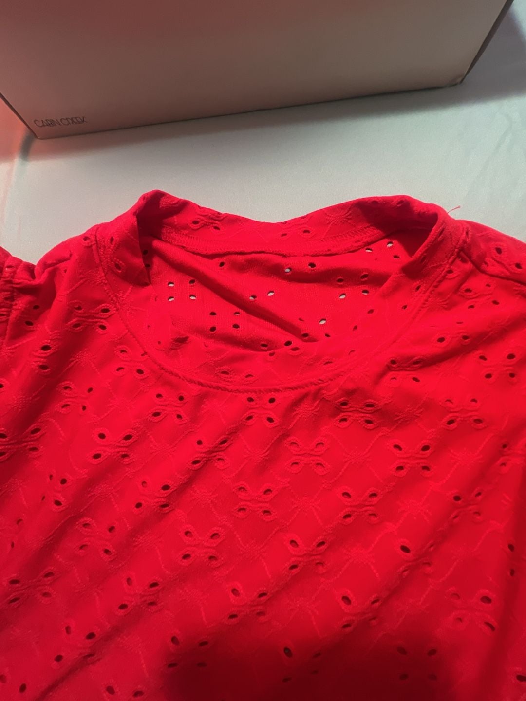 Emery Rose Red Eyelet Ruffle Sleeve Top 5