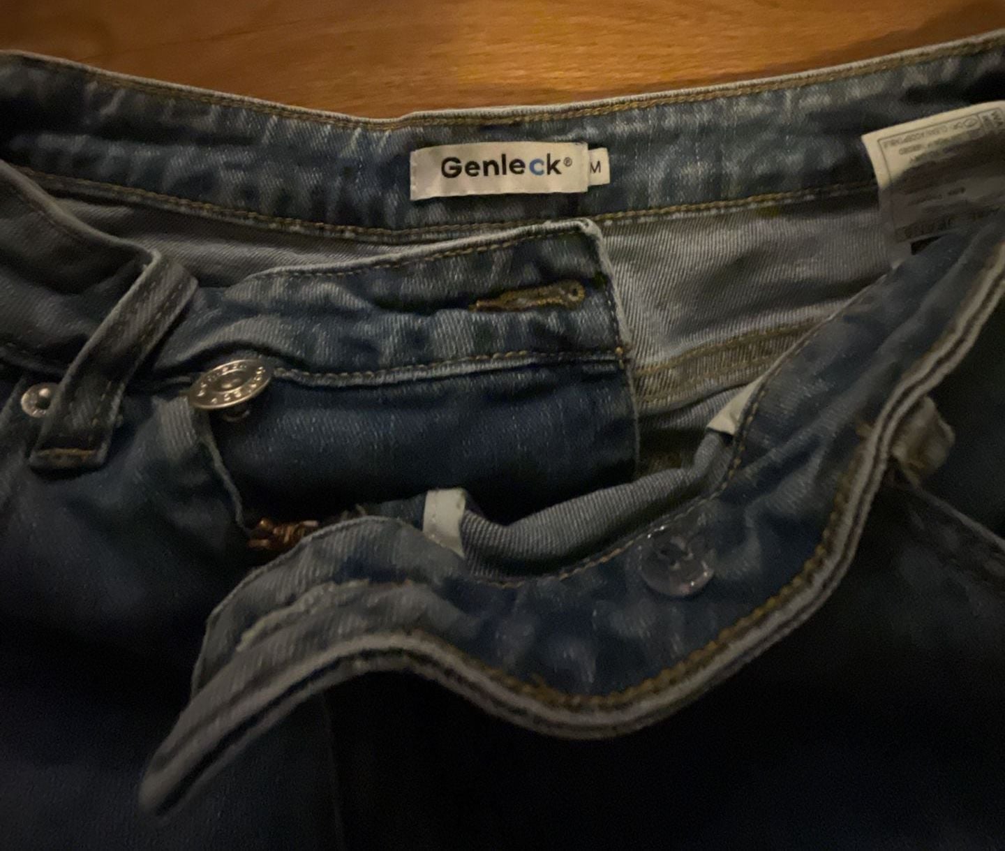Genleck Medium Wash Distressed Denim Shorts 3