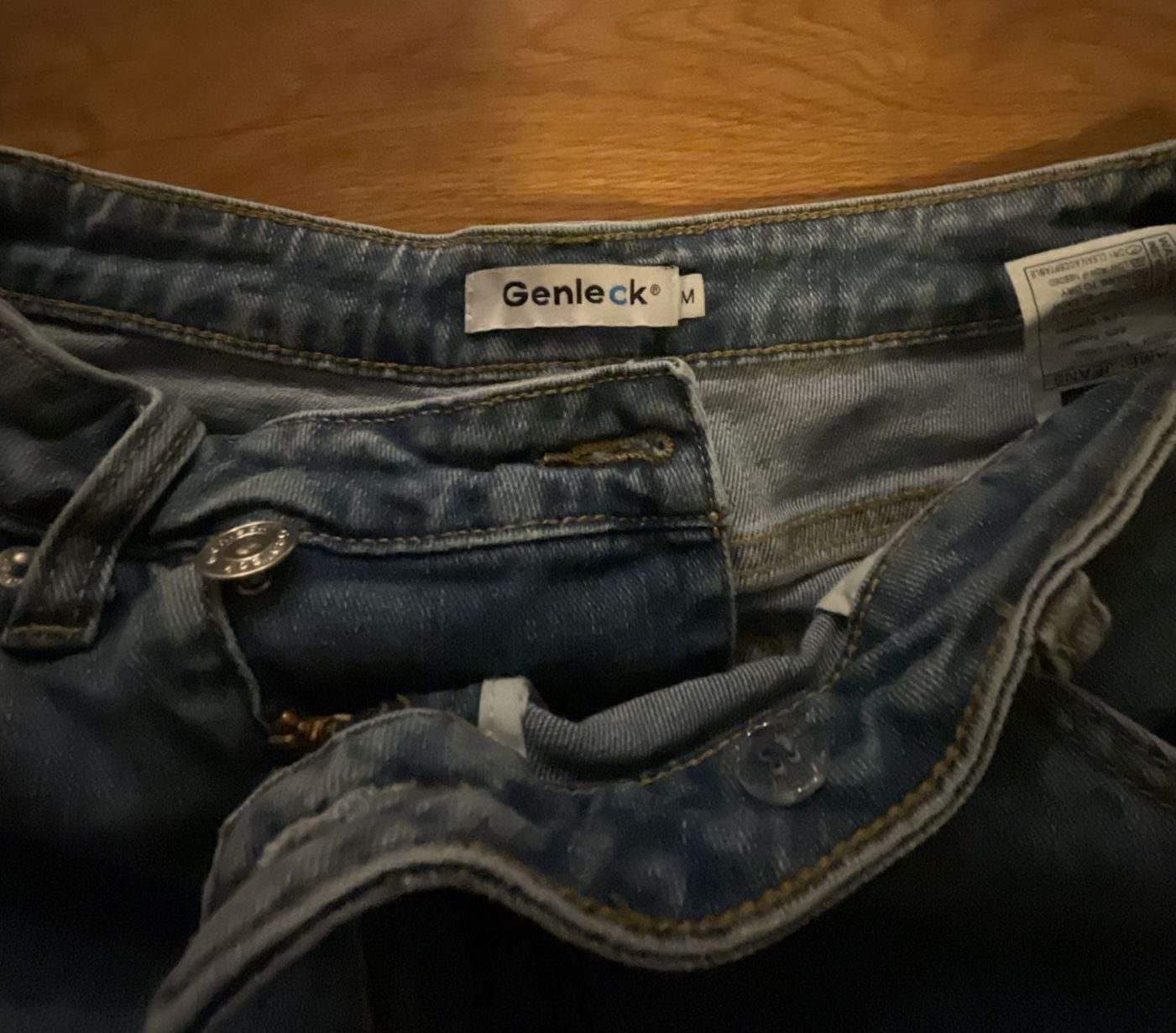 Genleck Medium Wash Distressed Denim Shorts 4