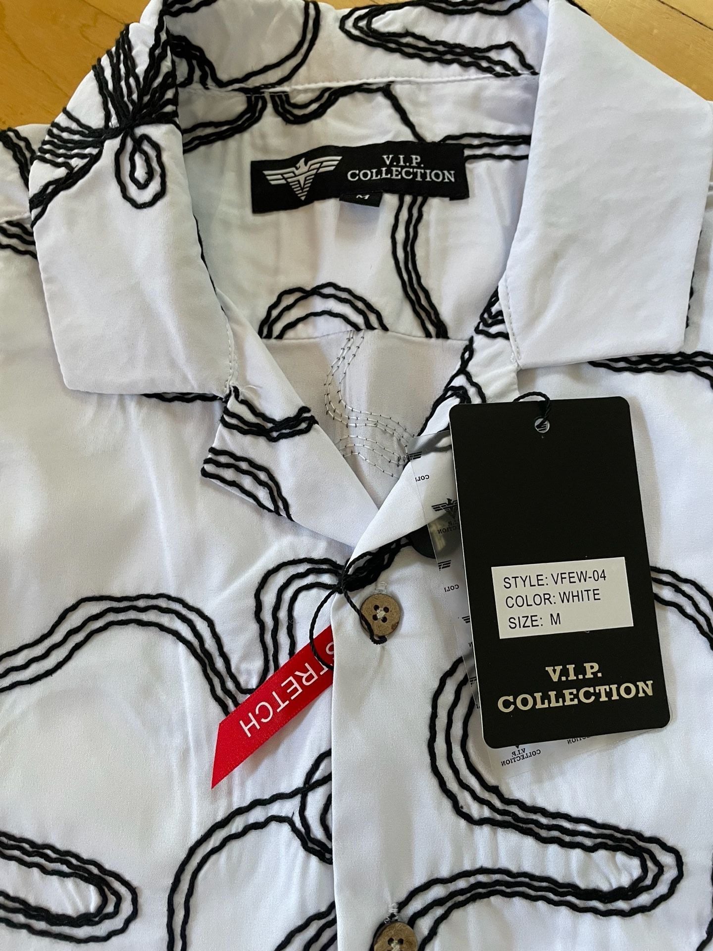 V.I.P. Collection Men's VFEW-04 Floral Embroidered Camp Collar Shirt 5