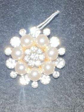 Vintage Star Burst Brooch - Gold Tone Faux Pearl Crystal Rhinestones - MCM 2