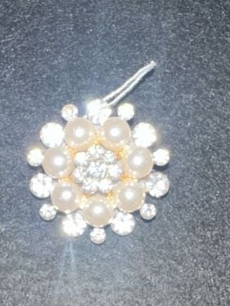 Vintage Star Burst Brooch - Gold Tone Faux Pearl Crystal Rhinestones - MCM 3
