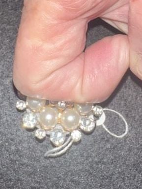 Vintage Star Burst Brooch - Gold Tone Faux Pearl Crystal Rhinestones - MCM 5
