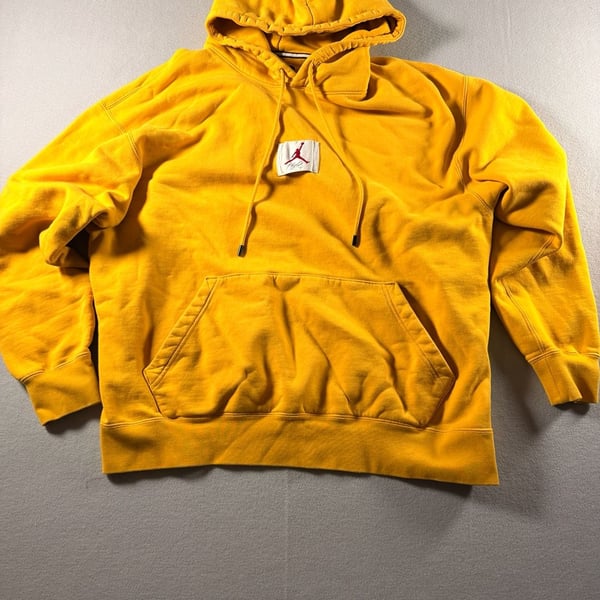 Nike Jordan Flight Fleece Washed Pullover Hoodie Yellow Ochre