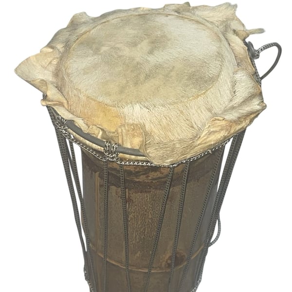 Vintage Hand-Carved Bamboo Klong Khaek Style Processional Drum