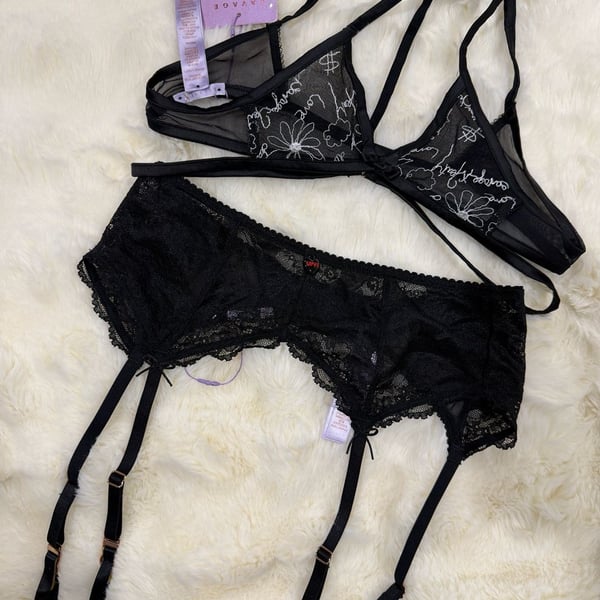 Savage X Fenty Lingerie Set Black Medium