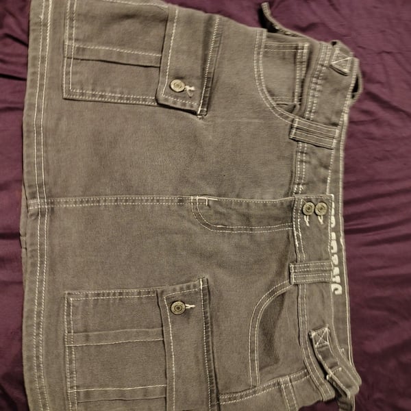 V.I.P. Jeans Gray Cargo Mini Skirt with Contrast Stitching
