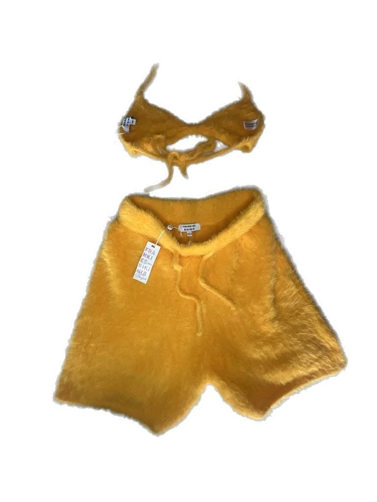 Frankies Bikinis Fuzzy Bikini Top and Rebel Fuzzy Shorts Set in Sunshine 4