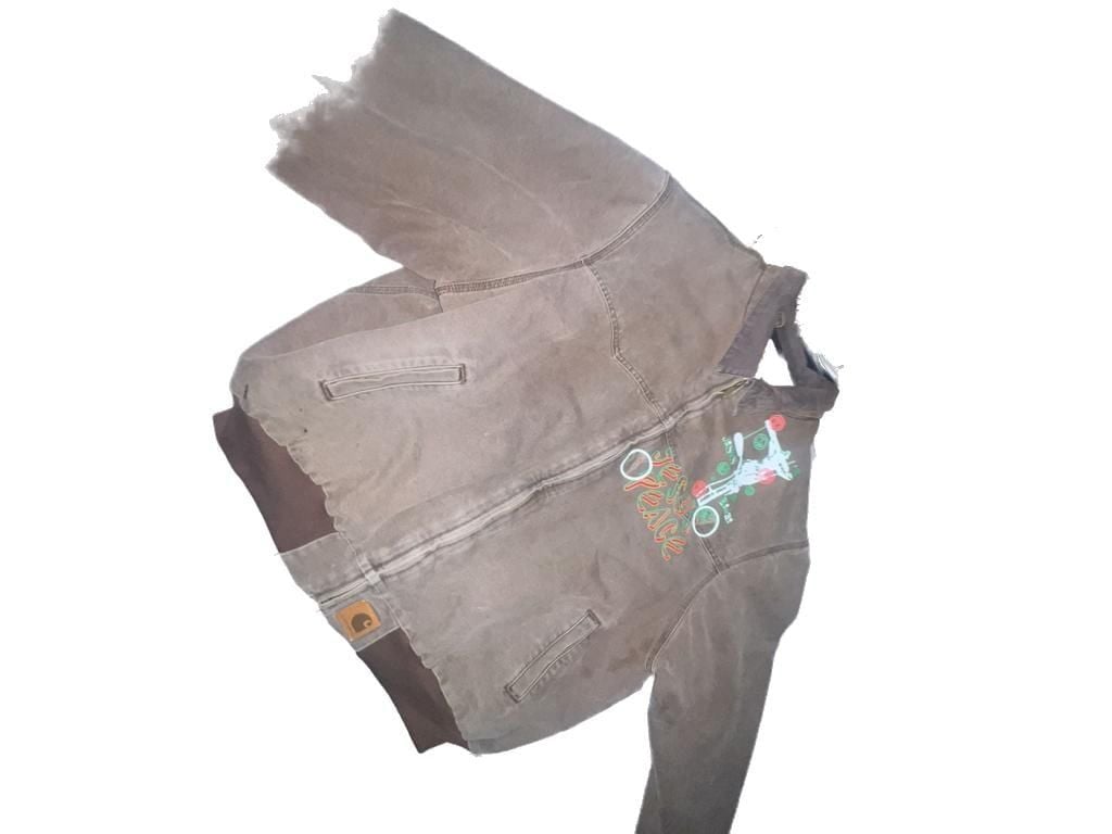 Vintage Carhartt Santa Fe J14 CHT Duck Canvas Jacket with Custom Jesus/Peace Graphic 5