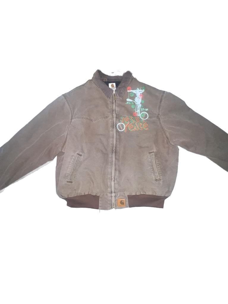 Vintage Carhartt Santa Fe J14 CHT Duck Canvas Jacket with Custom Jesus/Peace Graphic 2