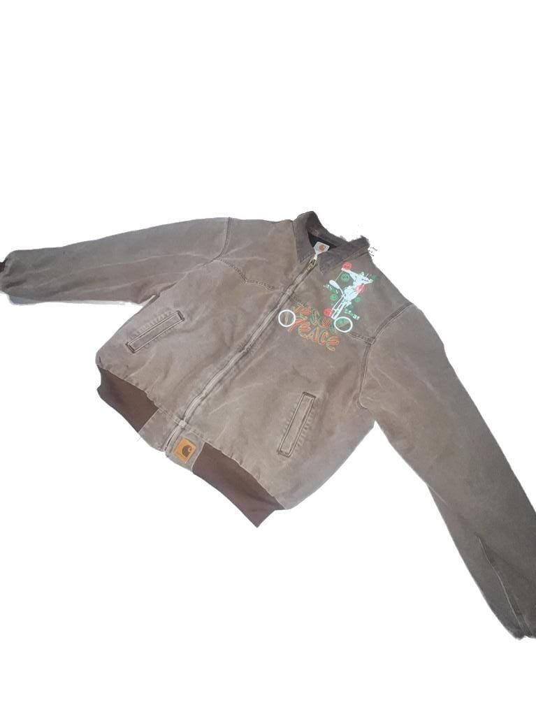 Vintage Carhartt Santa Fe J14 CHT Duck Canvas Jacket with Custom Jesus/Peace Graphic 3