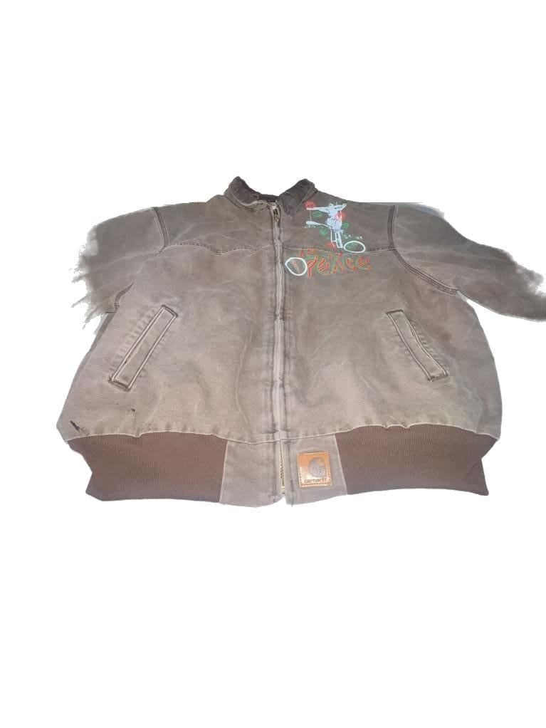 Vintage Carhartt Santa Fe J14 CHT Duck Canvas Jacket with Custom Jesus/Peace Graphic 9