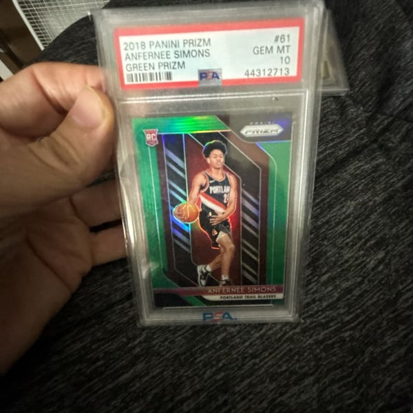 2018 Panini Prizm Anfernee Simons #61 Green Prizm Rookie Card PSA 10 GEM MT