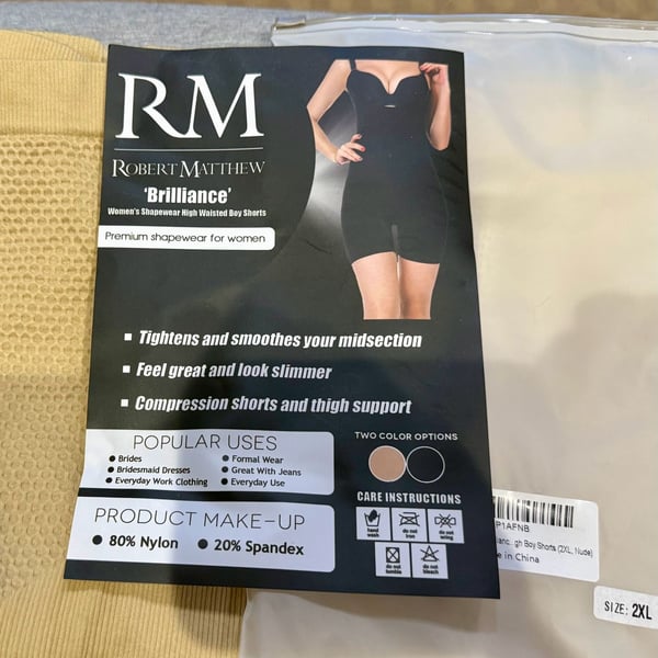 Robert Matthew Brilliance High Waisted Women's Shapewear Boy Shorts Nude 2XL NIB