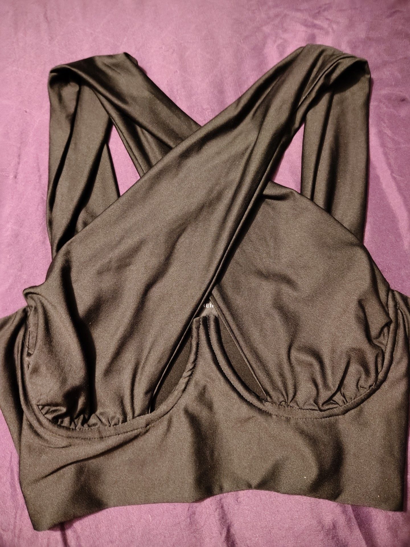SXY Cross Wrap Crop Tank Top XS Sexy Coffee Brown 2