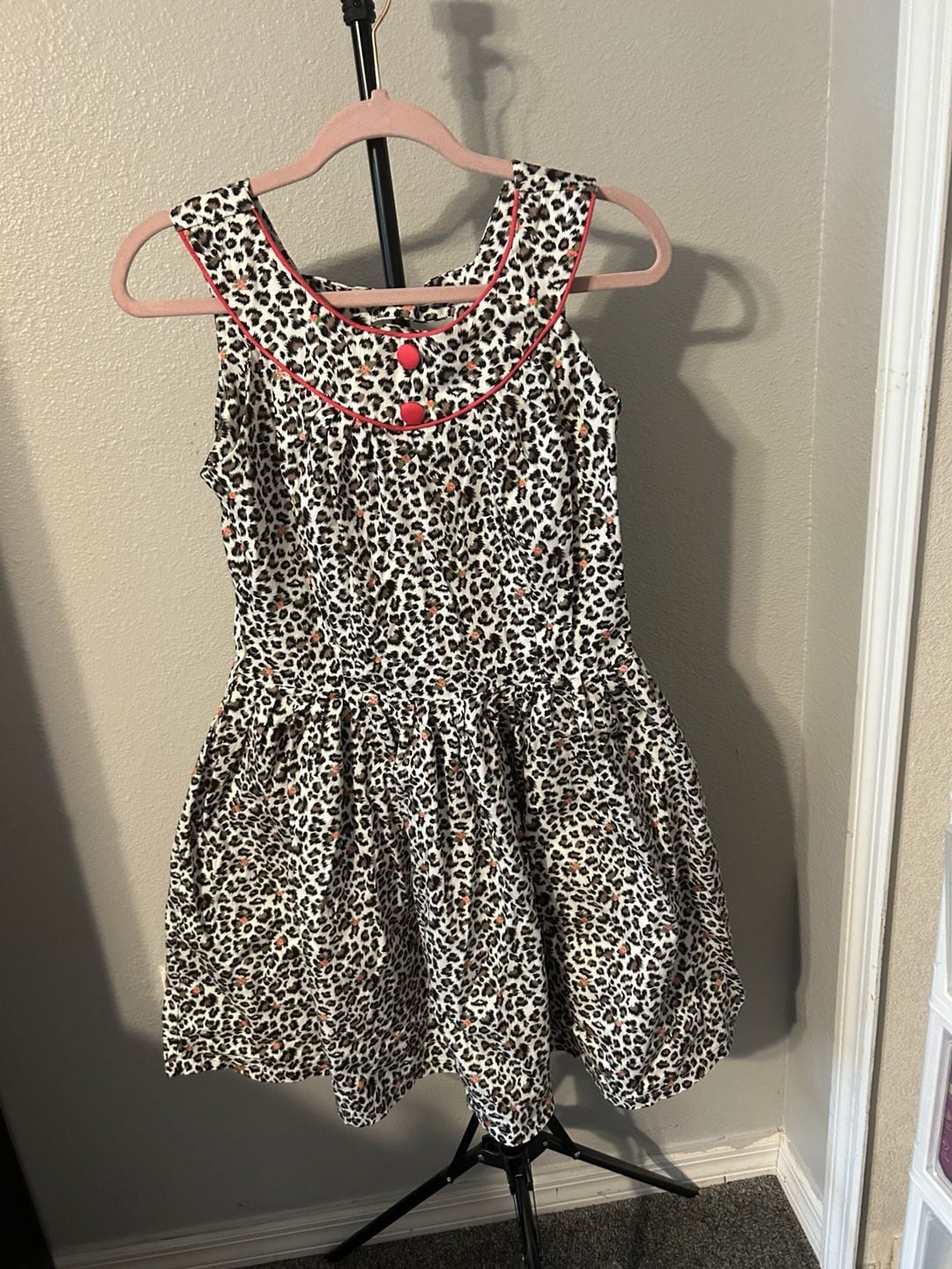 Voodoo Vixen Leopard and Rose Print Sleeveless Fit and Flare Dress 1