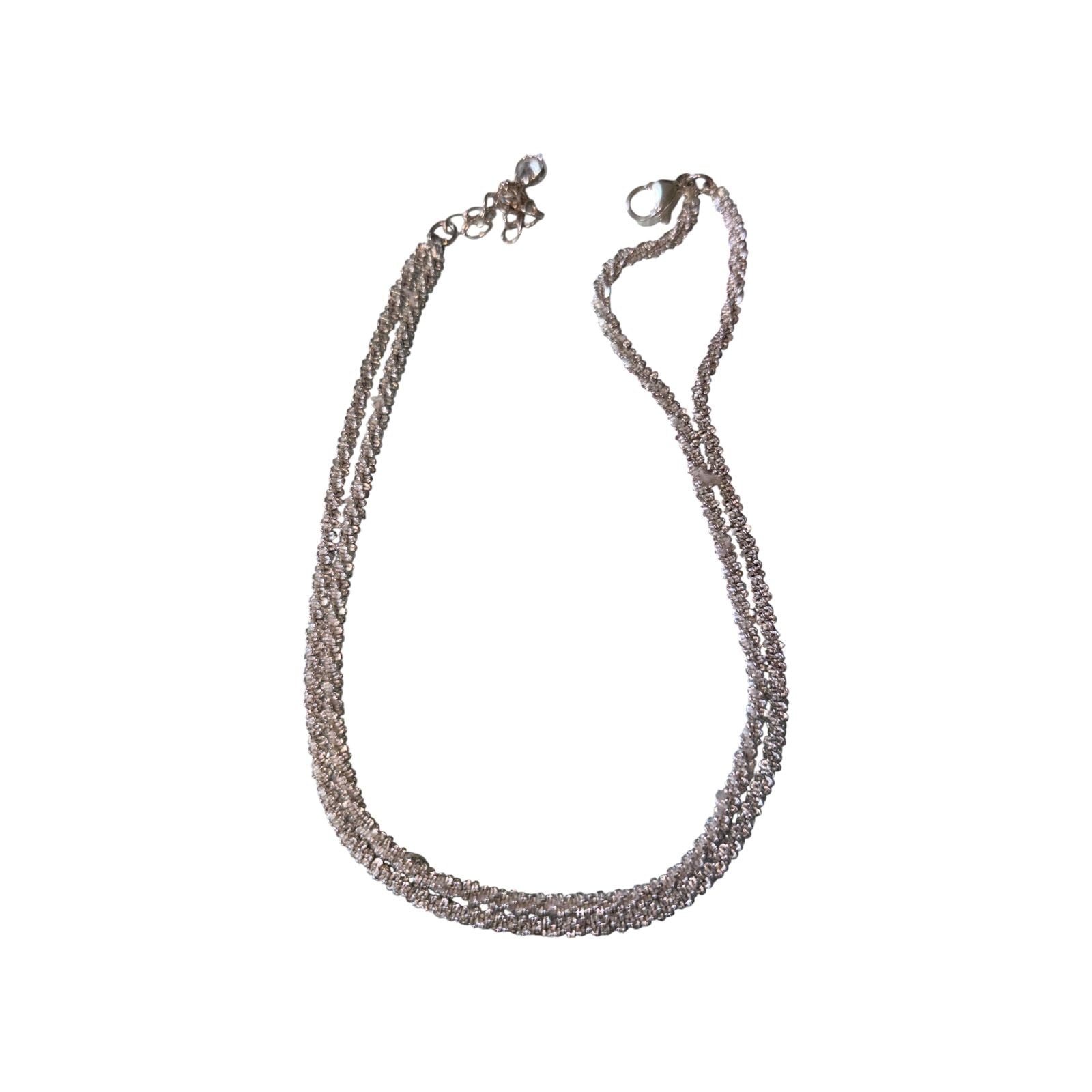 Vintage Italian Sterling Silver Multi-Strand Braided Rope Chain Necklace 11” 2