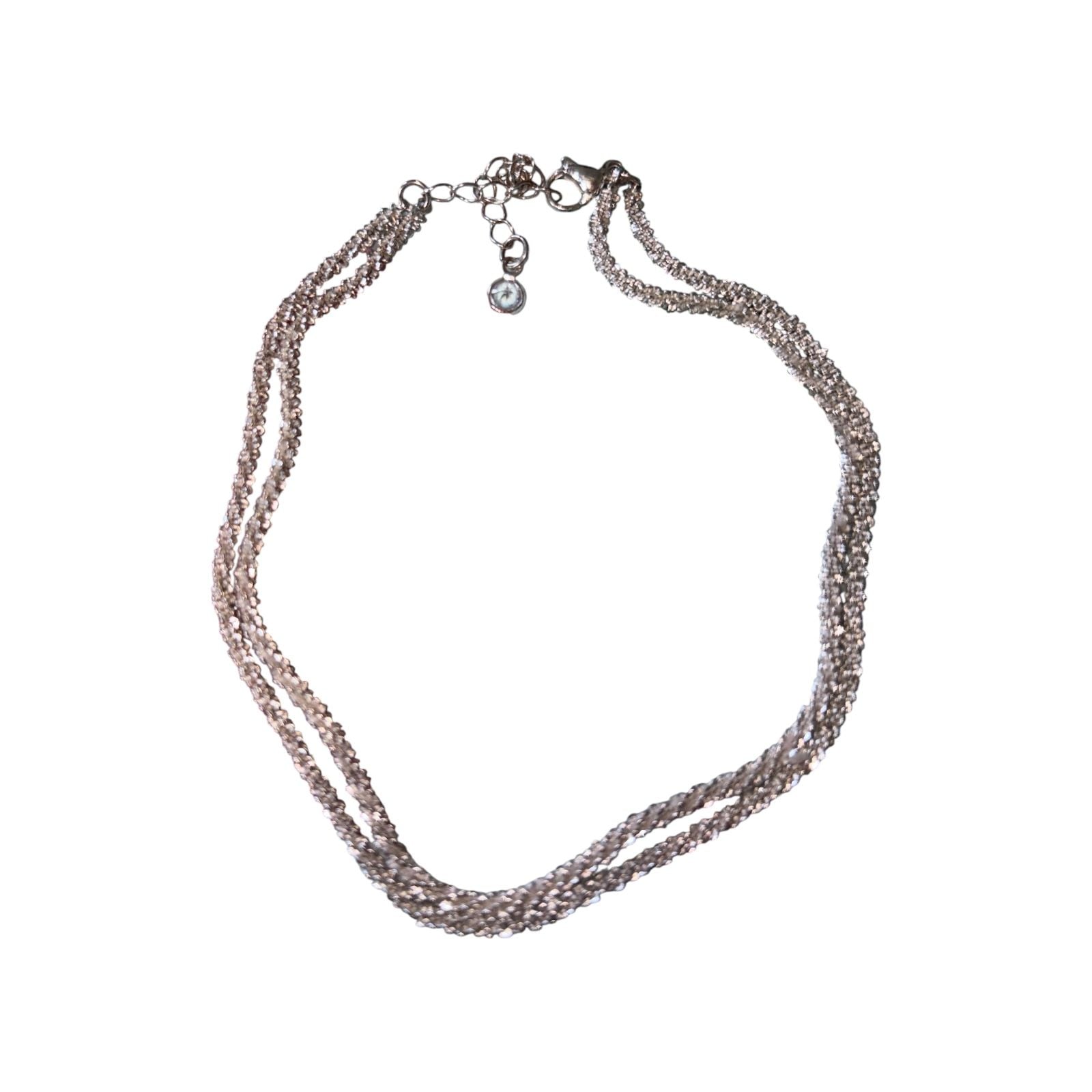 Vintage Italian Sterling Silver Multi-Strand Braided Rope Chain Necklace 11” 3