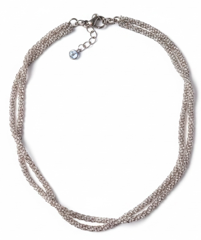 Vintage Italian Sterling Silver Multi-Strand Braided Rope Chain Necklace 11” 7