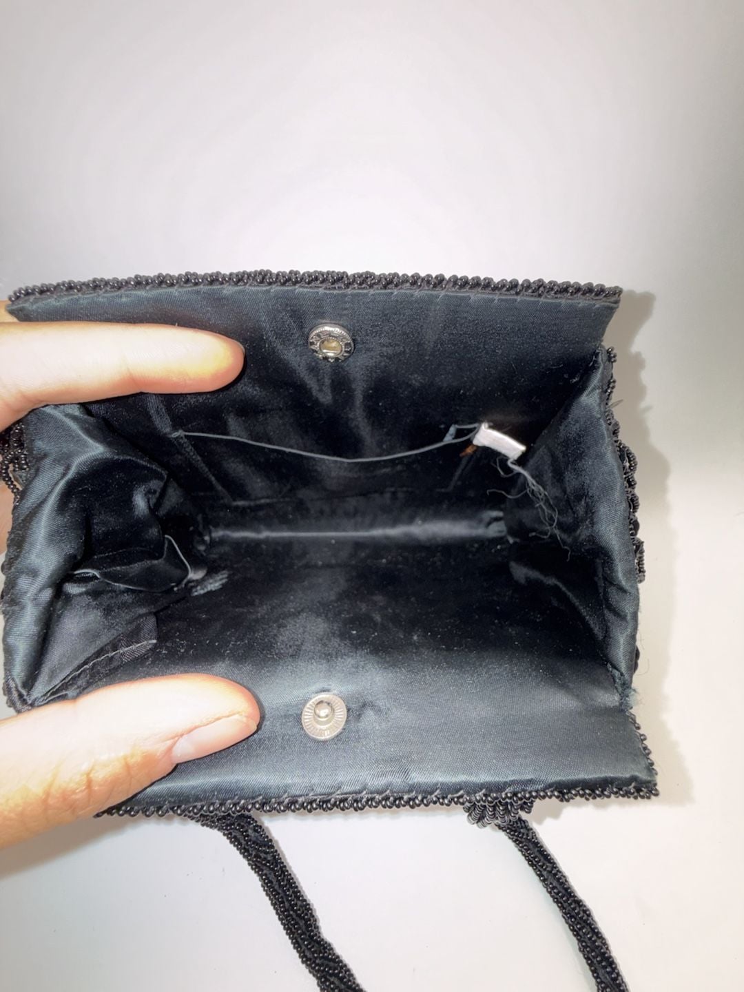 Vintage Black Beaded Evening Cocktail Purse Handbag 4