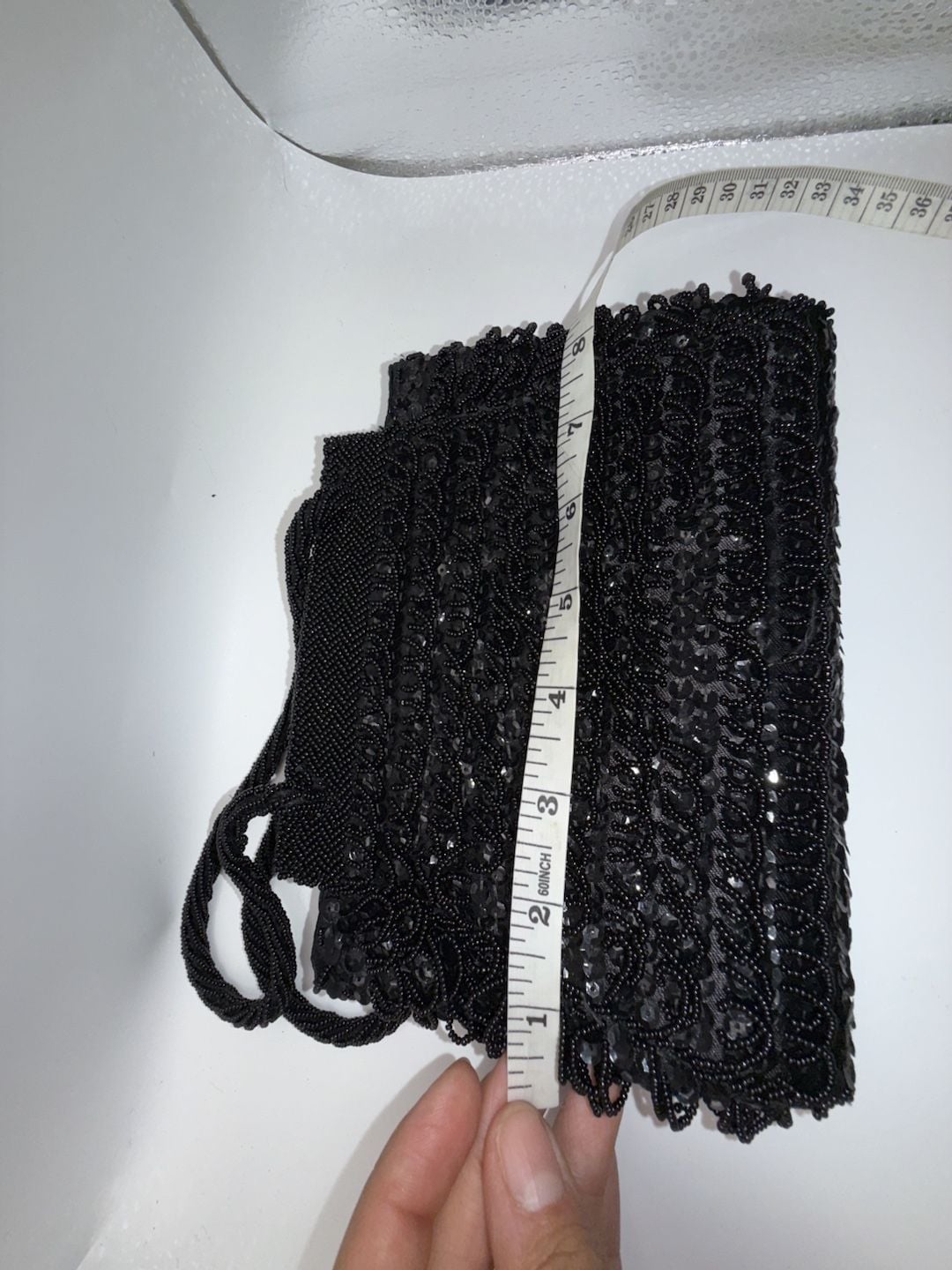 Vintage Black Beaded Evening Cocktail Purse Handbag 5