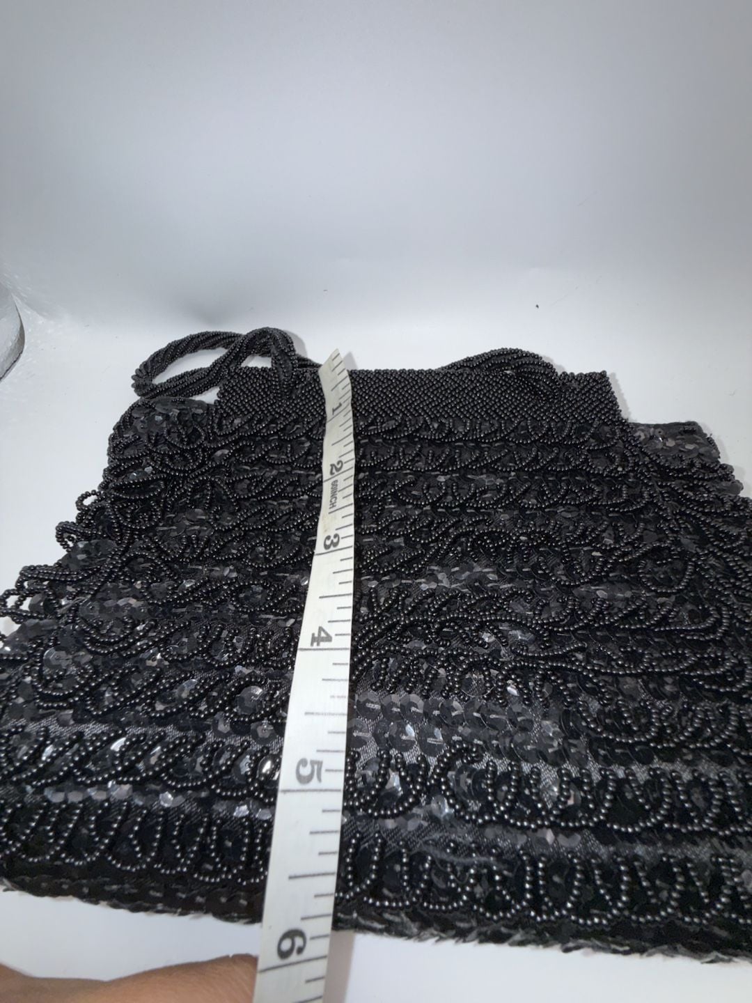 Vintage Black Beaded Evening Cocktail Purse Handbag 6