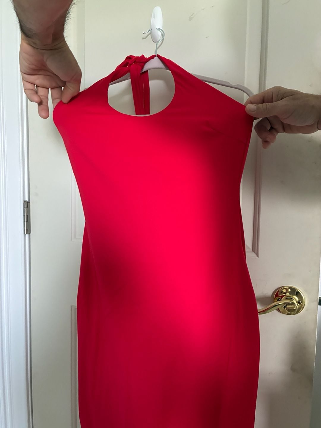 Popilush Halter Neck Red Midi Dress 1